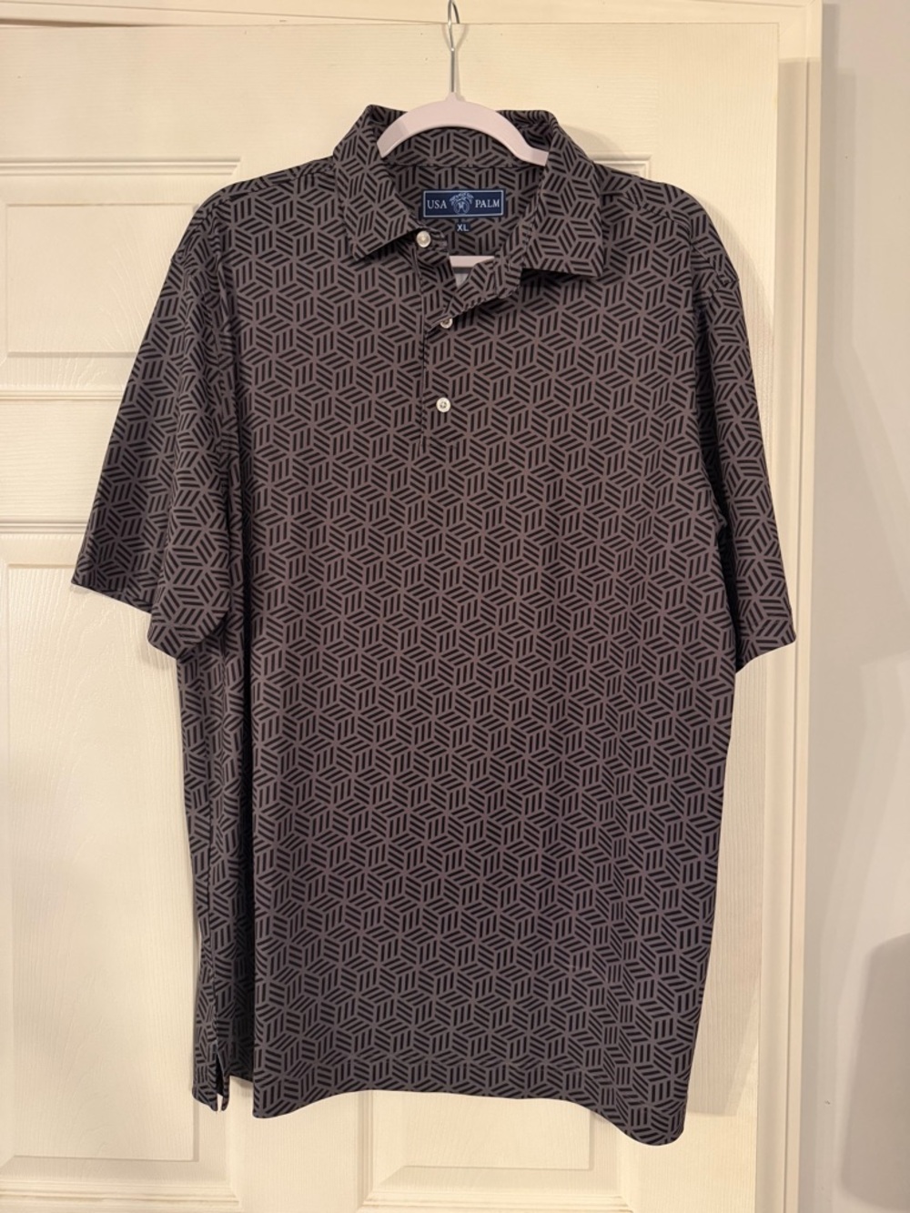 Men’s Black Geometric Polo Shirt